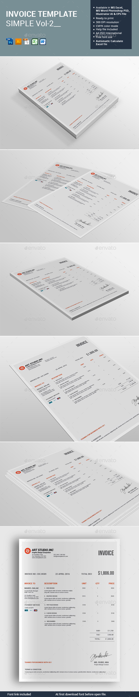 Invoice Template Simple - Proposals & Invoices Stationery