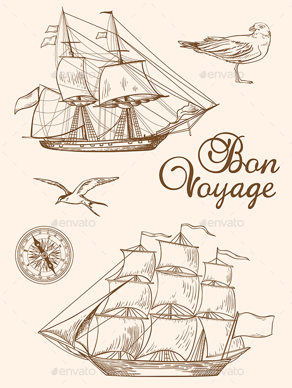 Vintage Sailing Ships - Travel Conceptual