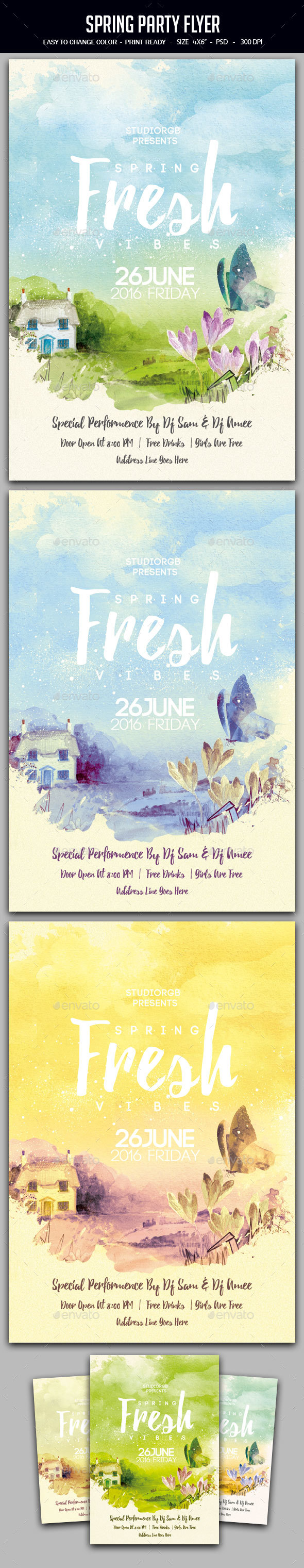 Spring Party Flyer - Clubs & Parties Events