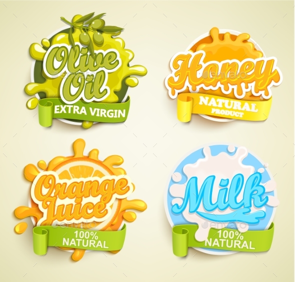 Set of Labels - Food Objects