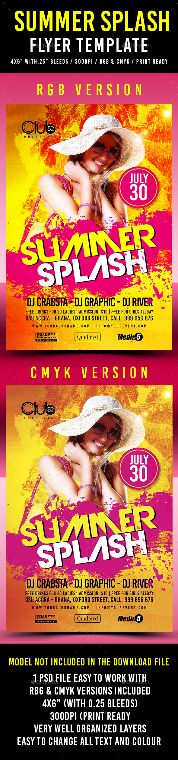 Summer Splash Flyer Template - Clubs & Parties Events