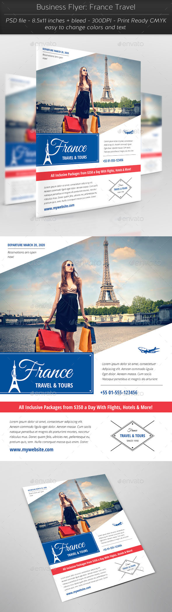Business Flyer: France Travel - Flyers Print Templates