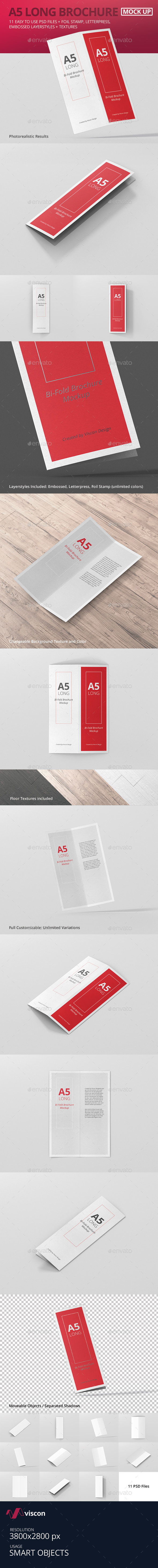 A5 Long Bi-Fold Brochure Mock-Up - Brochures Print
