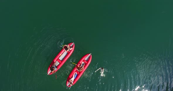 Friends Having Fun In Canoe On Mreznica River, Croatia 2 alt