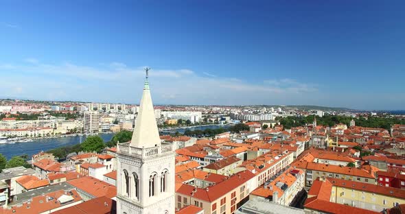 Angel On Top Of Tower Of Cathedral Of St. Anastasia In Zadar, Croatia 5 alt