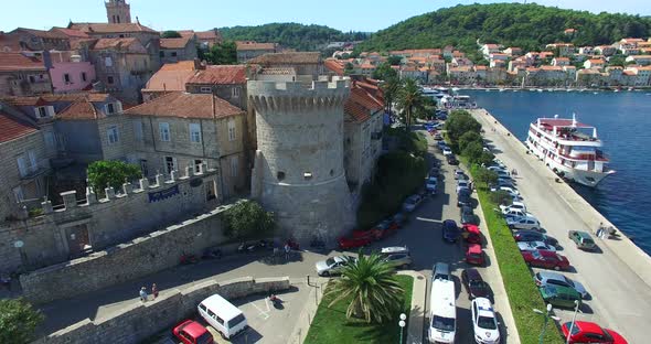 Aerial View Of Fort At City Of Korcula, Croatia alt