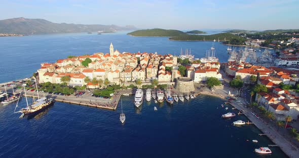 Aerial View Of Harbour In City Of Korcula, Croatia 2 alt