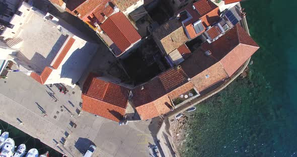 Aerial View Of Rooftops In Komiza, Croatia alt