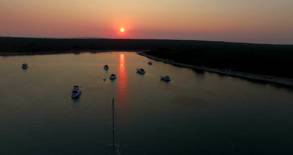 Aerial View Of Sunset At Slatinica Beach At Olib Island, Croatia 1 alt