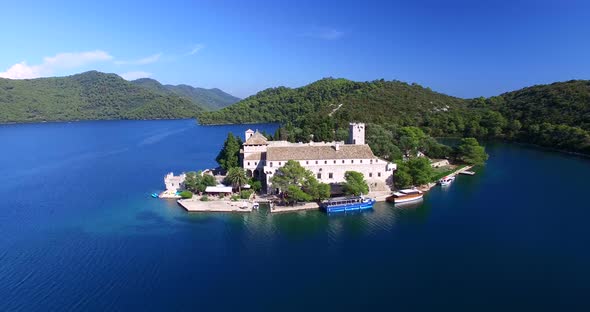 Aerial View Of Benedictine Monastery On Mjlet Island, Croatia 2 alt