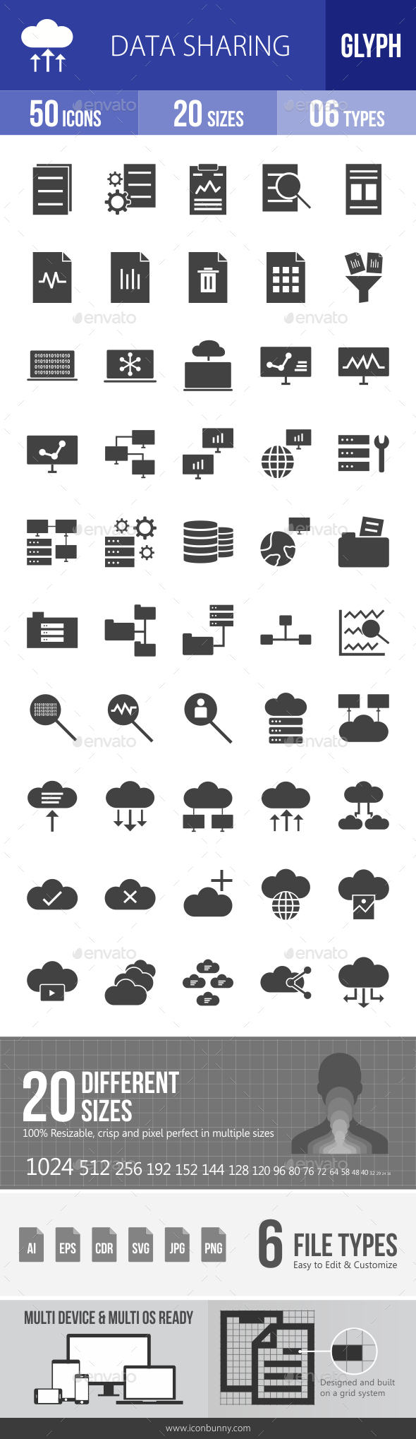 Data Sharing Glyph Icons - Icons