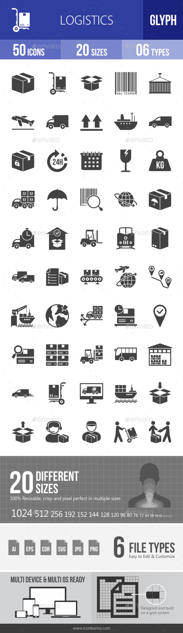 Logistics Glyph Icons - Icons