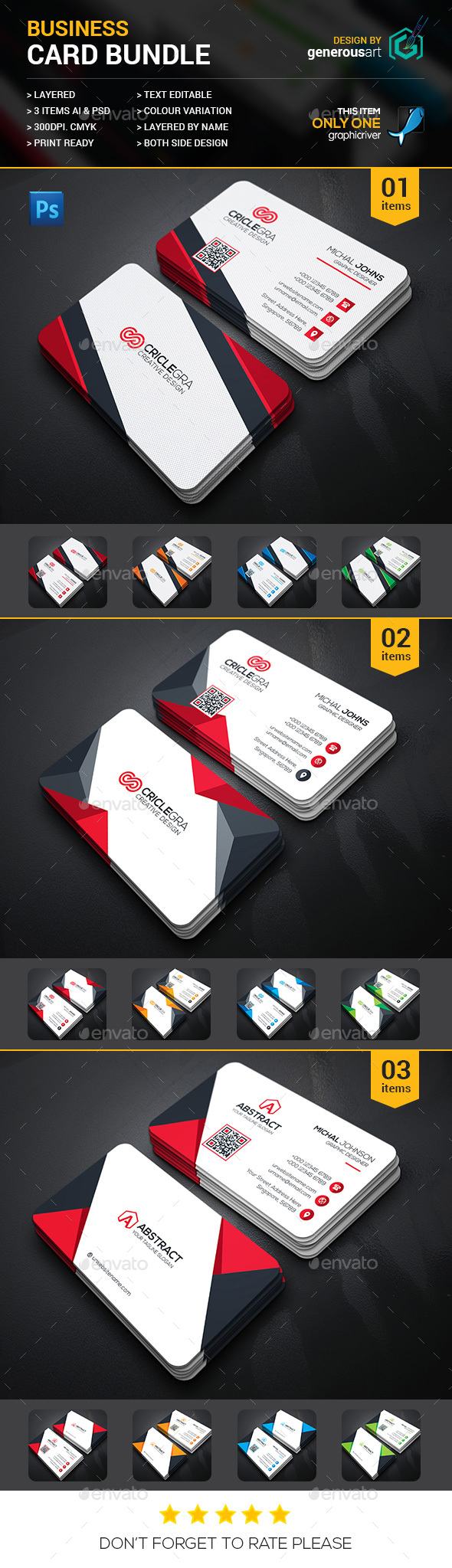Business Card Bundle 3 in 1 - Business Cards Print Templates
