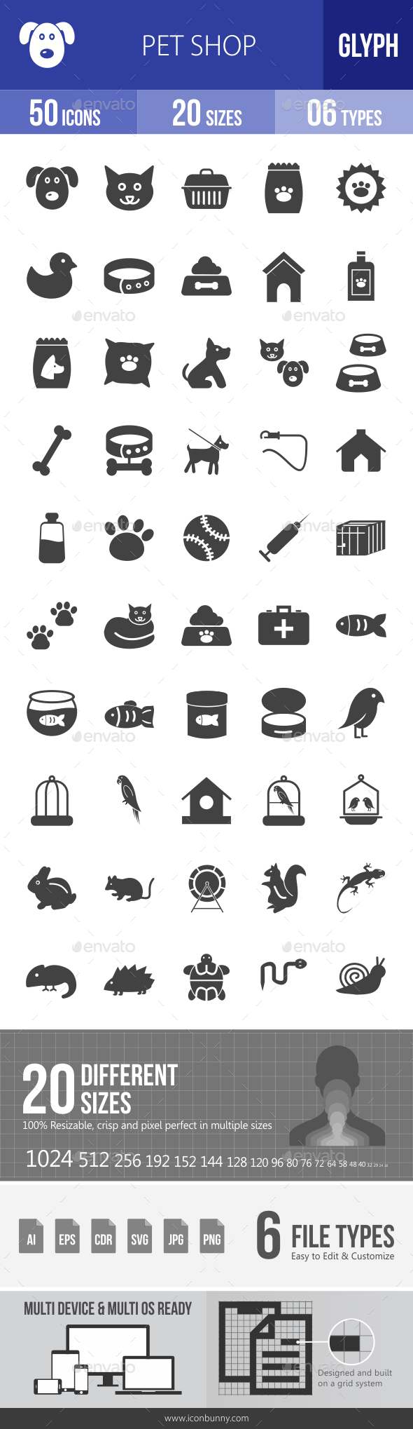 Pet Shop Glyph Icons - Icons