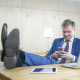 Text Messaging on Phone, Positive Relaxing Businessman - VideoHive Item for Sale