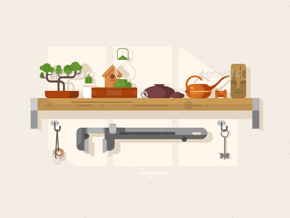 Shelf Interior with Object - Man-made Objects Objects