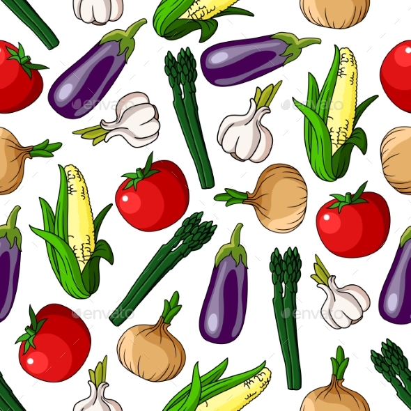 Colorful Seamless Pattern Of Vegetables - Backgrounds Decorative