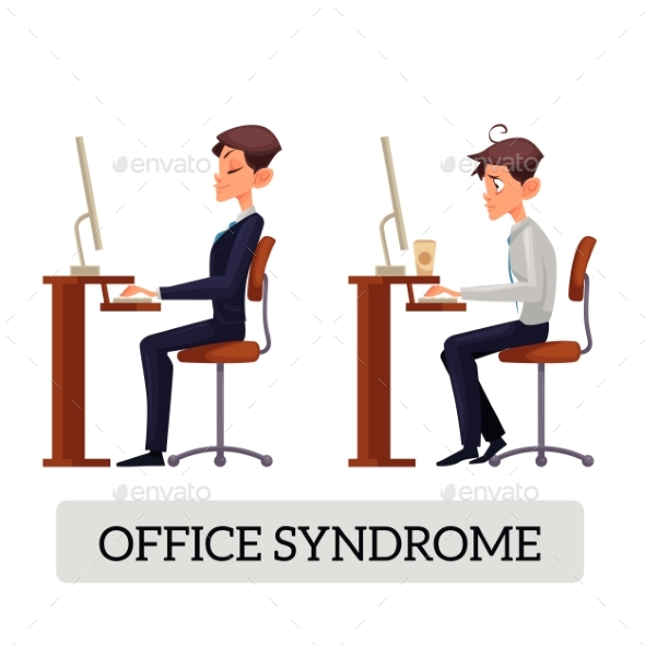Demonstration Of Correct And Incorrect Sitting - Characters Vectors