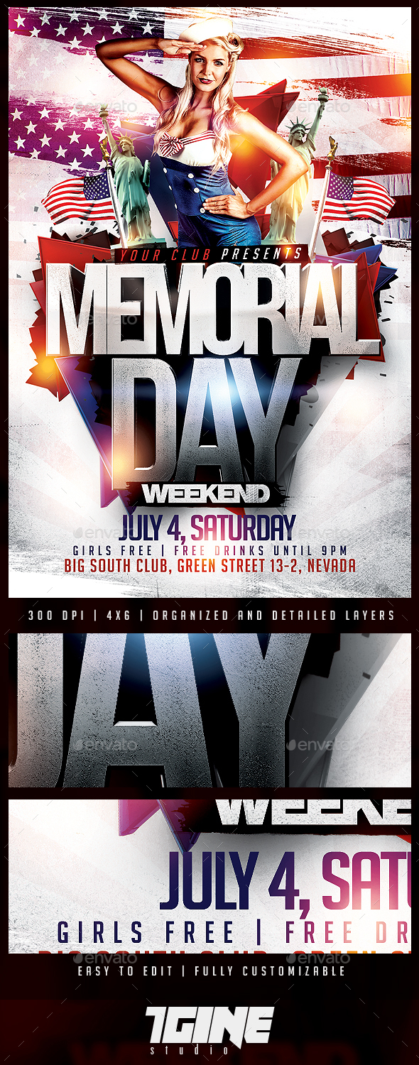 Memorial Day Flyer PSD Template - Holidays Events
