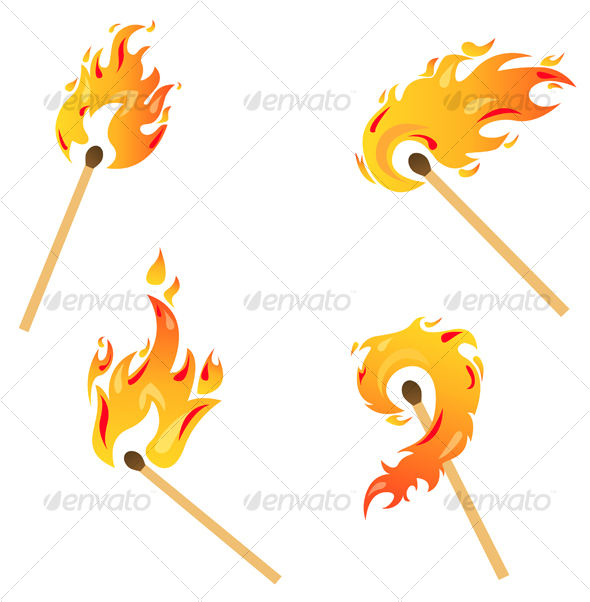 Set of fire flames