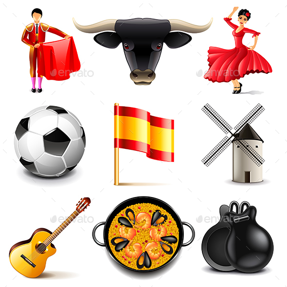 Spain Icons Set - Travel Conceptual