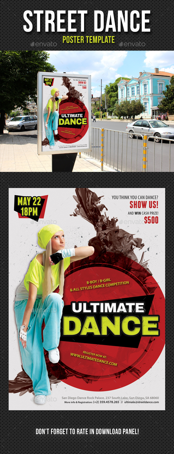 Street Dance Competition Poster Template - Signage Print Templates