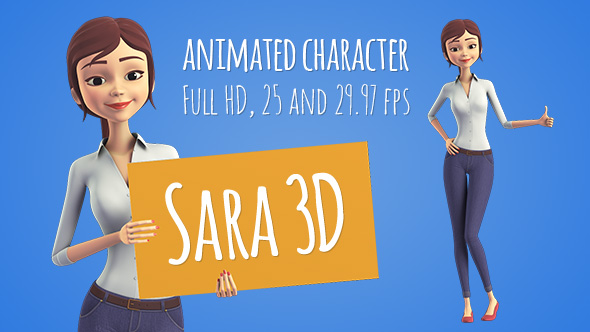 Sara 3D Character - Beautiful Woman Presenter Explainer