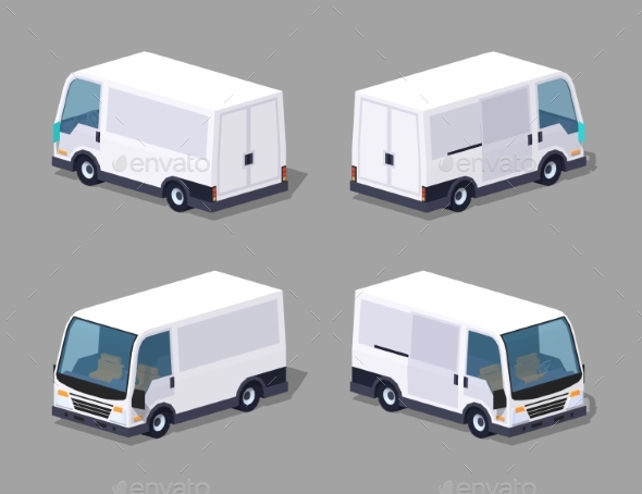 Low Poly White Cargo Van - Man-made Objects Objects