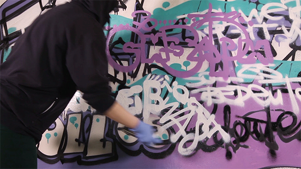 Girl Tagging Wall With Graffiti alt