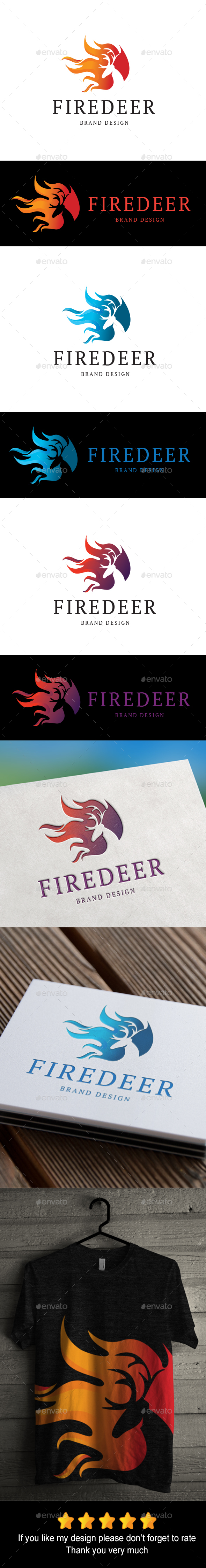 Firedeer Logo - Animals Logo Templates