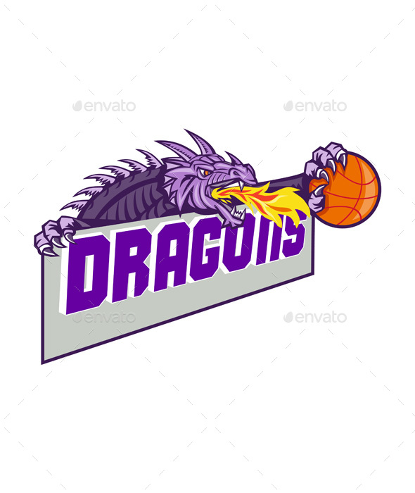 Dragon Head Fire Clutching Basketball Retro - Animals Characters