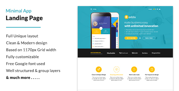 Minimal App Landing - ThemeForest 15487617