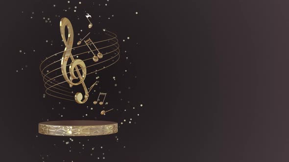 Music Background with treble clef and musical notes, loop animation 3D alt