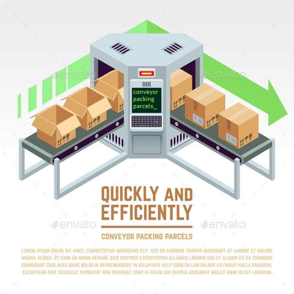 Conveyor Packing Parcels Isometric - Man-made Objects Objects