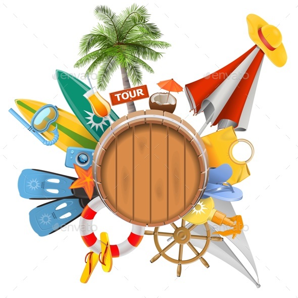 Beach Concept with Barrel - Travel Conceptual