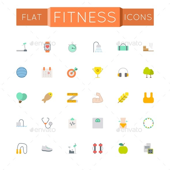 Vector Flat Fitness Icons - Miscellaneous Icons