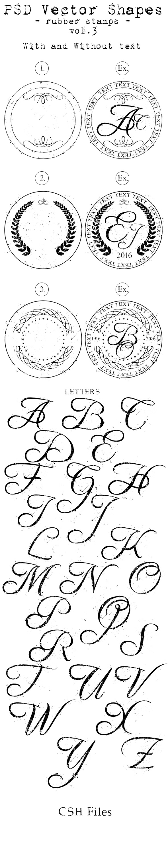 PSD Vector Shapes - Rubber Stamps - Vol 4 - Miscellaneous Shapes