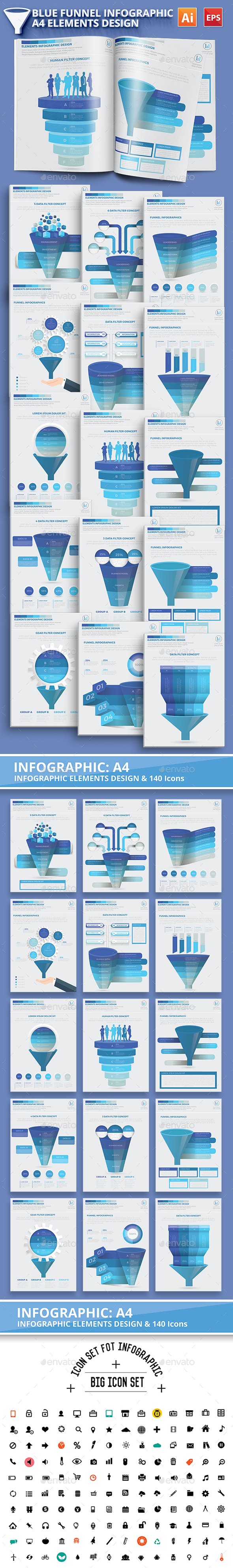 Blue Filter Funnel Infographic Design - Infographics