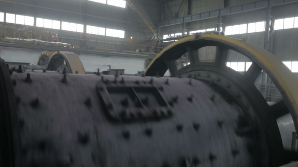 A Ball Mill Inside Of a Copper Processing Industry. alt