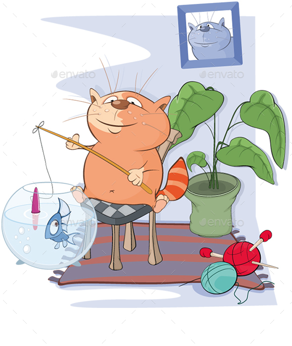 Cat Fisherman - Animals Characters
