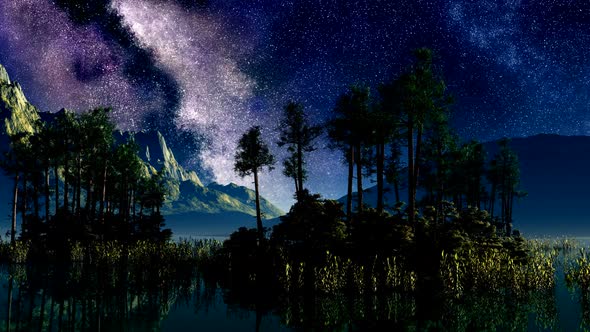 Timelapse Of Stars Above A Lake With Islands 1 alt