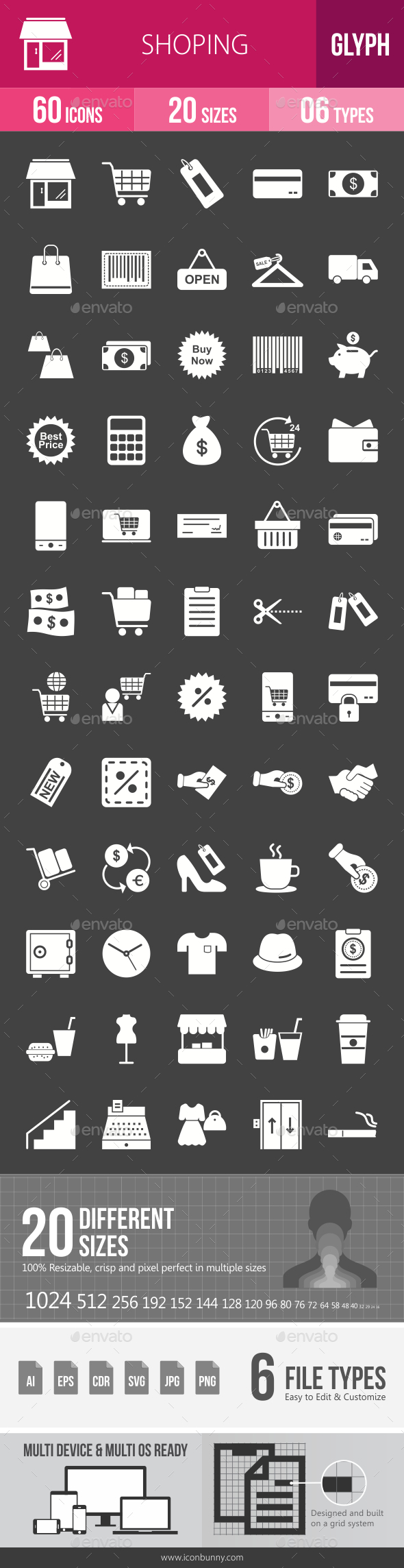 Shopping Glyph Inverted Icons - Icons