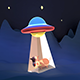 3D Cartoon UFO Cow Abduction - VideoHive Item for Sale