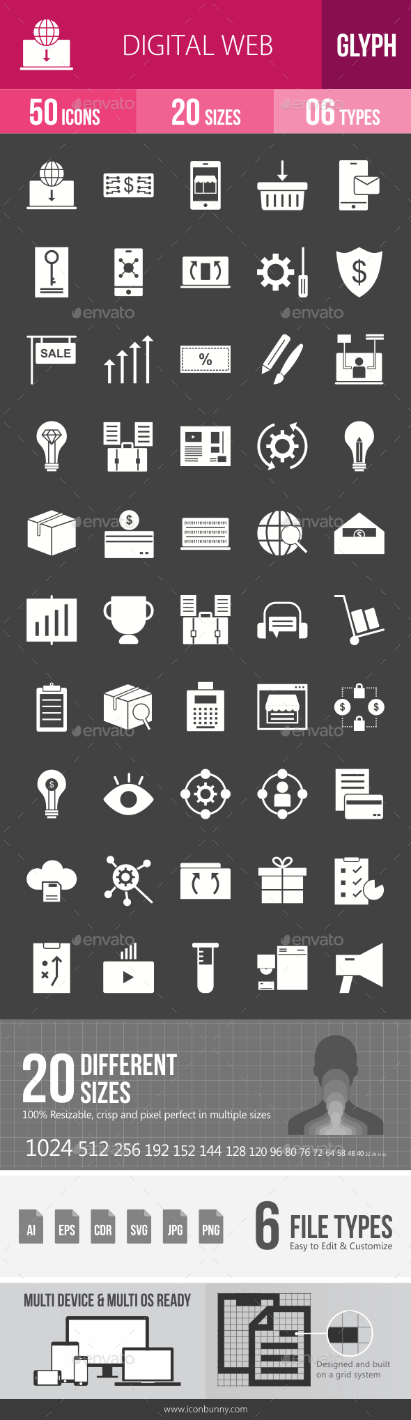 Digital Web Glyph Inverted Icons - Icons