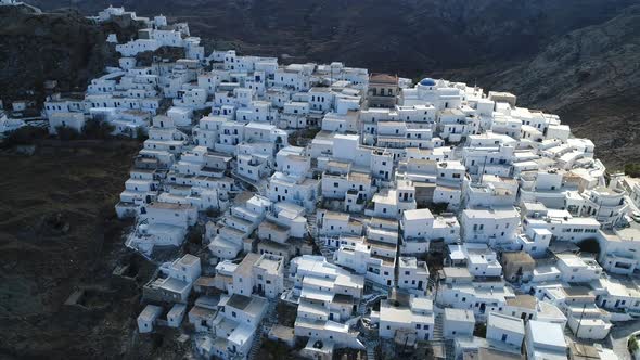 Village of Chora on the island of Serifos in the Cyclades in Greece from the sky alt