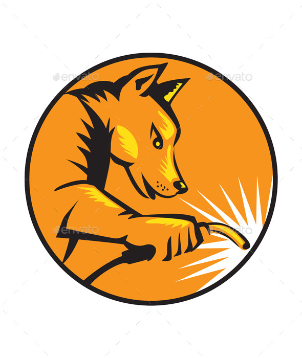 Dingo Dog Welding Circle Retro - Animals Characters