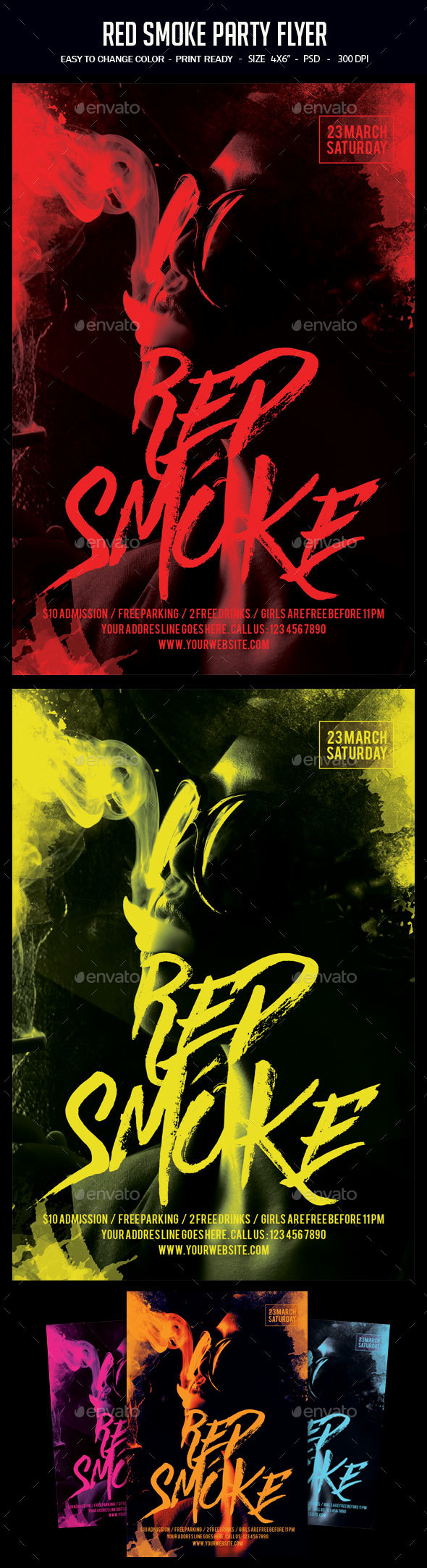 Red Smoke Party Flyer - Clubs & Parties Events