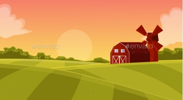Wooden Red Hangar at the Farmers Field - Landscapes Nature