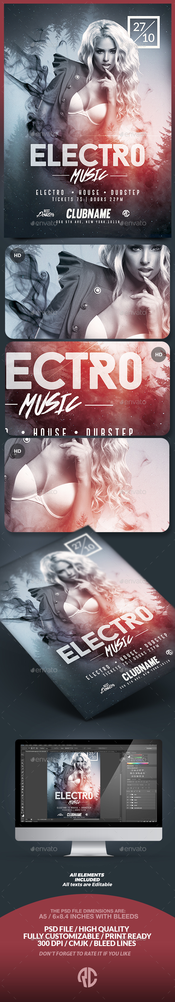 Electro Party | Flyer Psd Template - Clubs & Parties Events