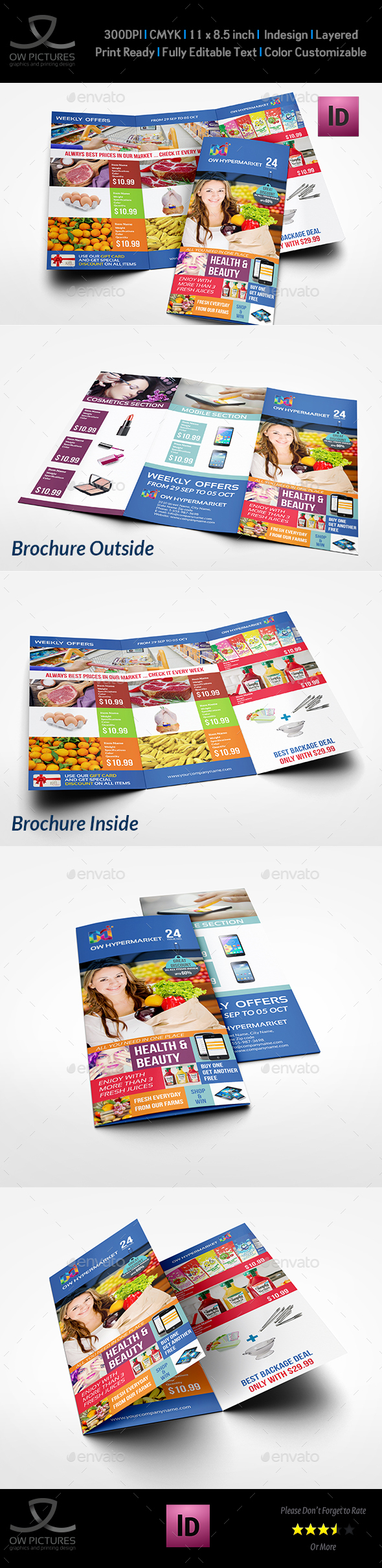 Supermarket Products Tri-Fold Catalog Brochure Template - Catalogs Brochures